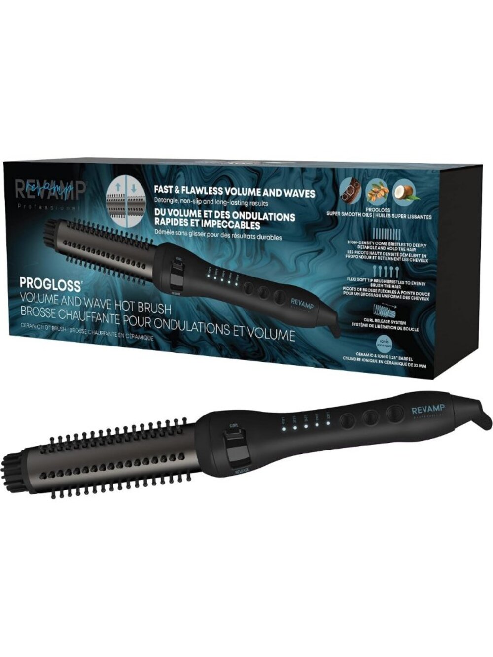 Ceramic Hot Air Brush for Volume & Waves, Curling Iron Brush for Effortless